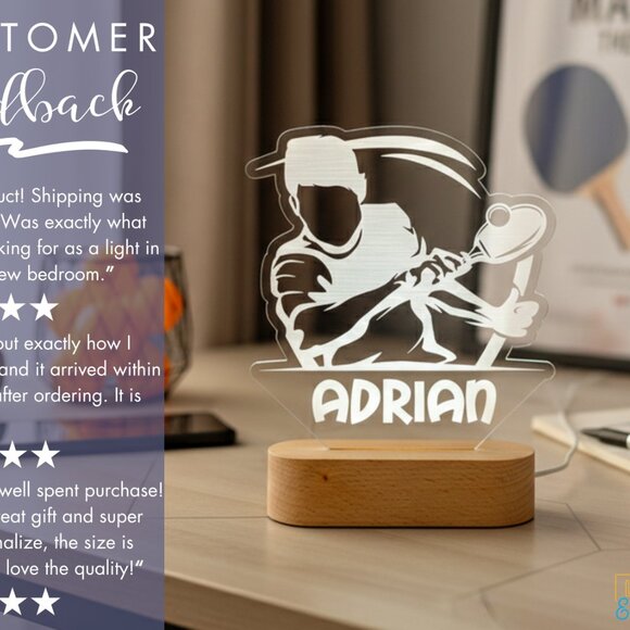 Table Tennis Night Light – Personalized LED Lamp for Sports Lovers - Picture 7 of 8